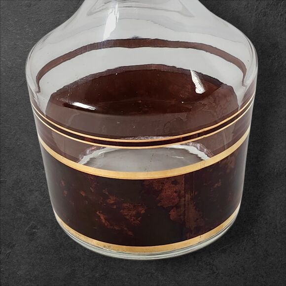 Vintage Culver Tortoiseshell Decanter with Stopper 22K Gold Barware Brown - Picture 5 of 12
